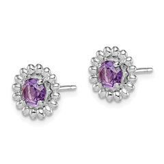 Sterling Silver Rhod-plat Amethyst Earrings