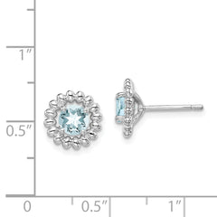 Sterling Silver Rhod-plat Aquamarine Earrings