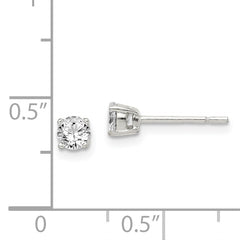 Sterling Silver Polished 4mm Round CZ Stud Earrings