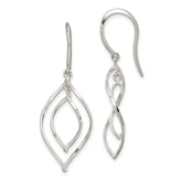 Sterling Silver Polished Fancy Twisted Marquise Shaped Dangle Earrings
