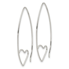 Sterling Silver Rhodium-plated Heart Threader Earrings