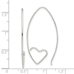 Sterling Silver Rhodium-plated Heart Threader Earrings
