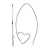 Sterling Silver Rhodium-plated Heart Threader Earrings