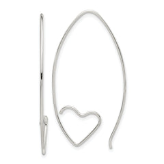 Sterling Silver Rhodium-plated Heart Threader Earrings