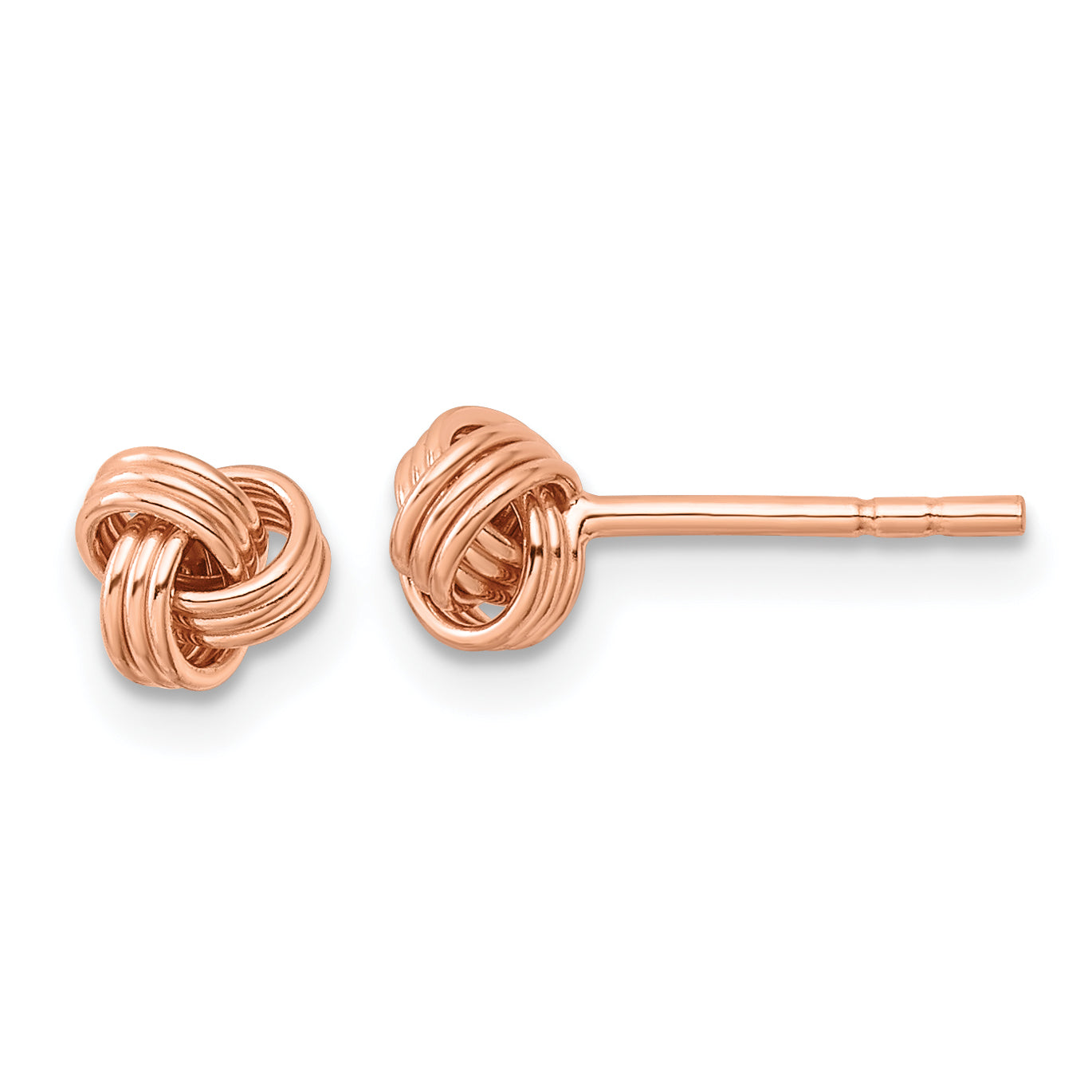 Sterling Silver Rose-tone Polished Love Knot Post Earrings
