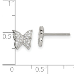 Sterling Silver CZ Butterfly Post Earrings