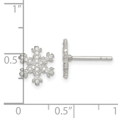 Sterling Silver CZ Snowflake Post Earrings
