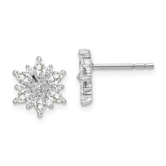 Sterling Silver Rhodium-plated Polished CZ Snowflake Post Earrings