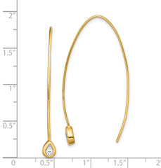 Sterling Silver Gold-tone CZ Threader Earrings