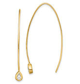 Sterling Silver Gold-tone CZ Threader Earrings