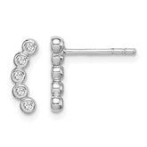 Sterling Silver Rhodium-plated Polished Five CZ Curved Post Earrings
