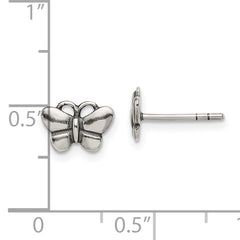 Sterling Silver Oxidized Butterfly Post Earrings