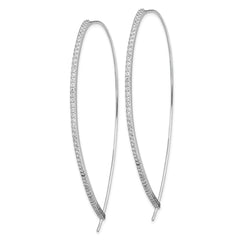 Sterling Silver Rhodium-plated CZ Threader Earrings