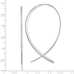 Sterling Silver Rhodium-plated CZ Threader Earrings