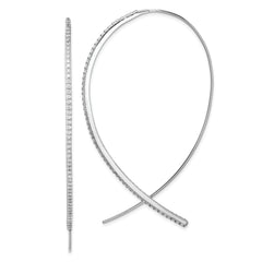 Sterling Silver Rhodium-plated CZ Threader Earrings