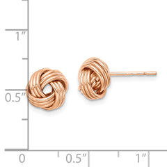 Sterling Silver Rose Tone Love Knot Post Earrings