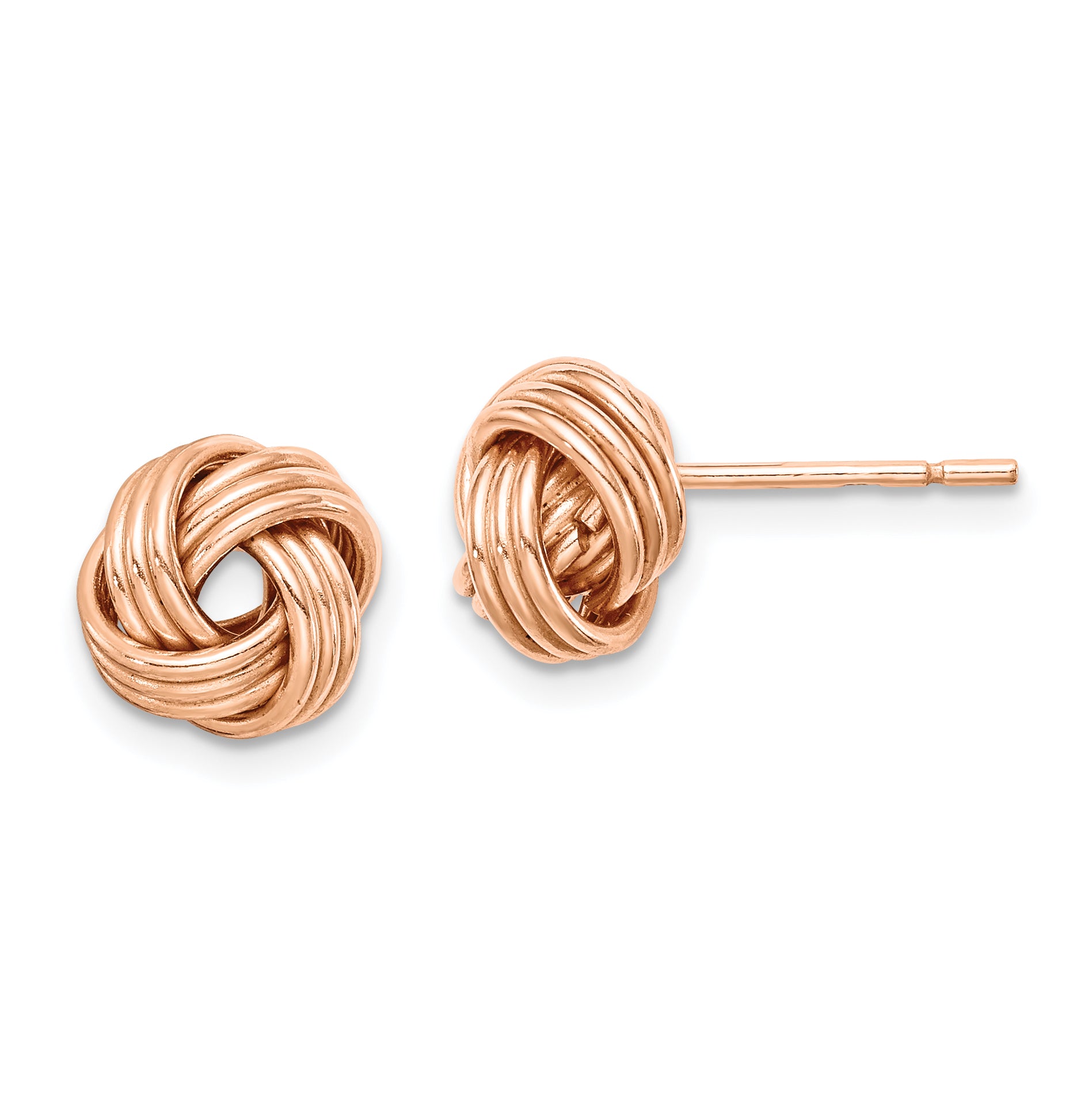 Sterling Silver Rose Tone Love Knot Post Earrings