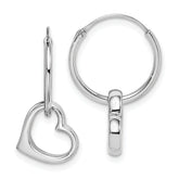 Sterling Silver Rhodium-plated Heart Hoop Earring