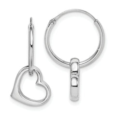 Sterling Silver Rhodium-plated Heart Hoop Earring