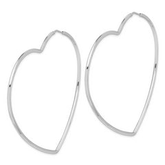 Sterling Silver Rhodium-Plated 2mm Heart Hoop Earrings