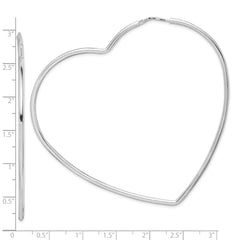 Sterling Silver Rhodium-Plated 2mm Heart Hoop Earrings