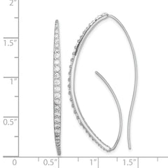 Sterling Silver Rhodium-plated CZ Threader Earrings