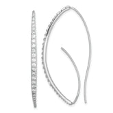 Sterling Silver Rhodium-plated CZ Threader Earrings