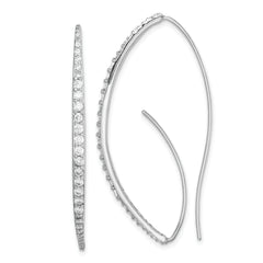 Sterling Silver Rhodium-plated CZ Threader Earrings