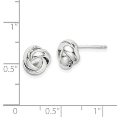 Sterling Silver Rhodium-plated Polished 9mm Love Knot Post Earrings