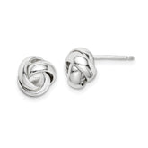 Sterling Silver Rhodium-plated Polished 9mm Love Knot Post Earrings