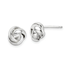 Sterling Silver Rhodium-plated Polished 9mm Love Knot Post Earrings