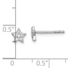 Sterling Silver Rhodium Plated CZ Star Post Earrings