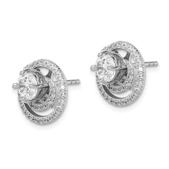 Sterling Silver Rhodium-plated 6mm Round CZ w/Swirl Jackets Earrings