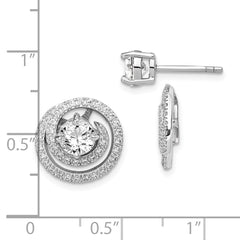 Sterling Silver Rhodium-plated 6mm Round CZ w/Swirl Jackets Earrings