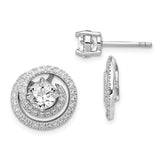 Sterling Silver Rhodium-plated 6mm Round CZ w/Swirl Jackets Earrings