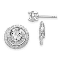 Sterling Silver Rhodium-plated 6mm Round CZ w/Swirl Jackets Earrings