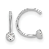 Sterling Silver Rhodium-plated Polished CZ Bezel Pair of Cuff Earrings