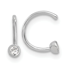 Sterling Silver Rhodium-plated Polished CZ Bezel Pair of Cuff Earrings