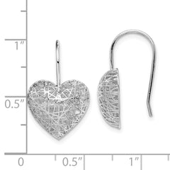 Sterling Silver Rhodium-plated Heart Dangle Earrings