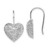 Sterling Silver Rhodium-plated Heart Dangle Earrings