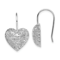 Sterling Silver Rhodium-plated Heart Dangle Earrings