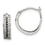 Sterling Silver RH-pltd Polished Black/White CZ 4mm Round Hoop Earrings