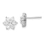Sterling Silver Rhodium Plated CZ Post Flower Earrings