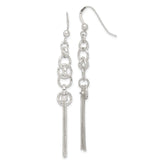 Sterling Silver Polished & D/C Circle & Multi-strand Chain Dangle Earrings