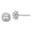 Sterling Silver RH-plated Polished & Textured 5mm CZ Halo Post Earrings