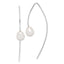 Teardrop Freshwater Pearl Threader Earrings in Sterling Silver, 8-9mm - Sophia Jewelers