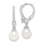 Freshwater Pearl & Cubic Zirconia Dangle Leverback Earrings in Sterling Silver - Sophia Jewelers