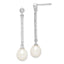 Freshwater Pearl & Cubic Zirconia Stud Dangle Earrings in Sterling Silver, 8x42mm - Sophia Jewelers