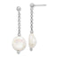 White Coin Freshwater Pearl Stud Dangle Earrings in Sterling Silver - Sophia Jewelers