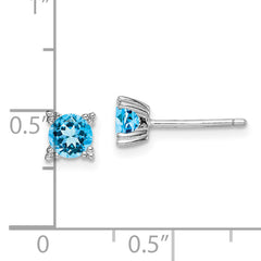 Sterling Silver Rhodium-plated Round 5mm Blue Topaz Post Earrings